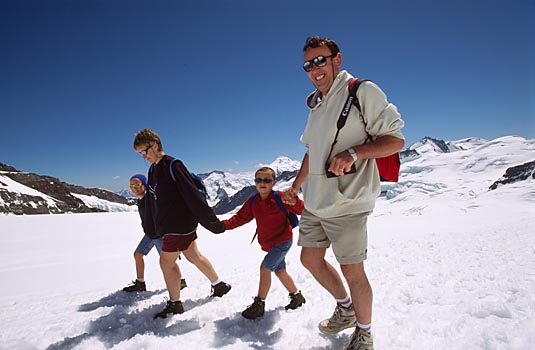 Familie auf dem Jungfraujoch, Schweiz